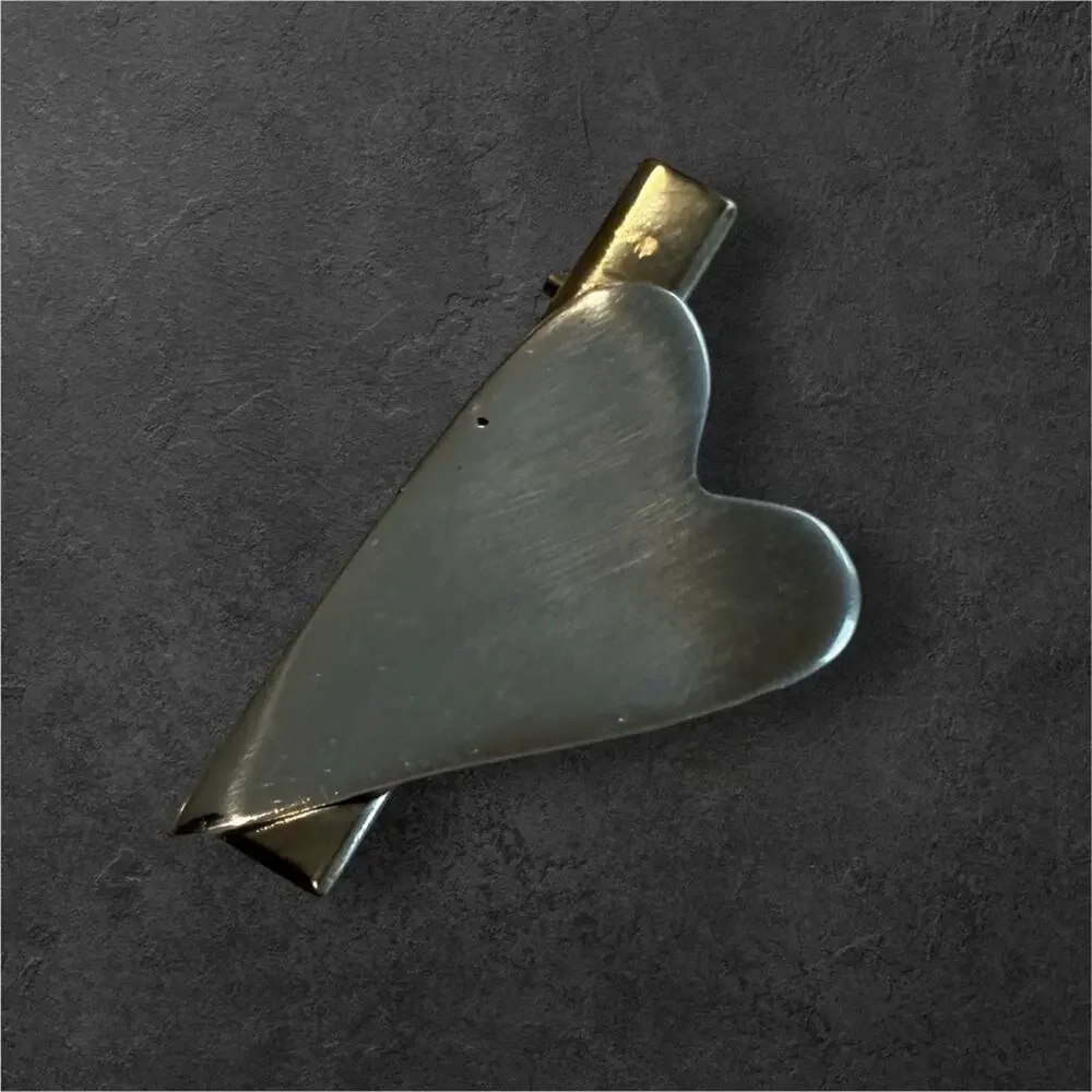 Asymmetrical Heart Metal Hair Clip – Silver Gold Tone